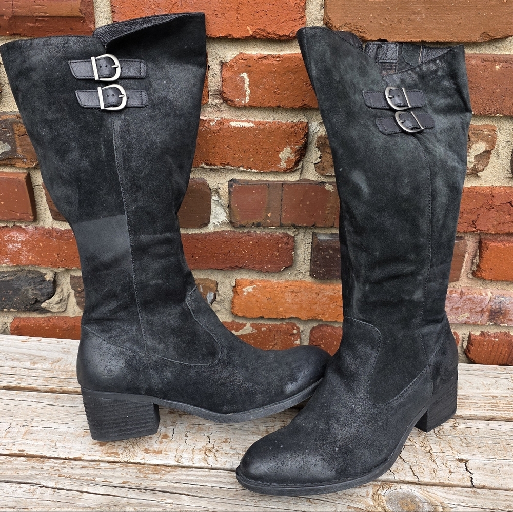 Born Brand Black Genuine Suede Tall Boots (12 M)